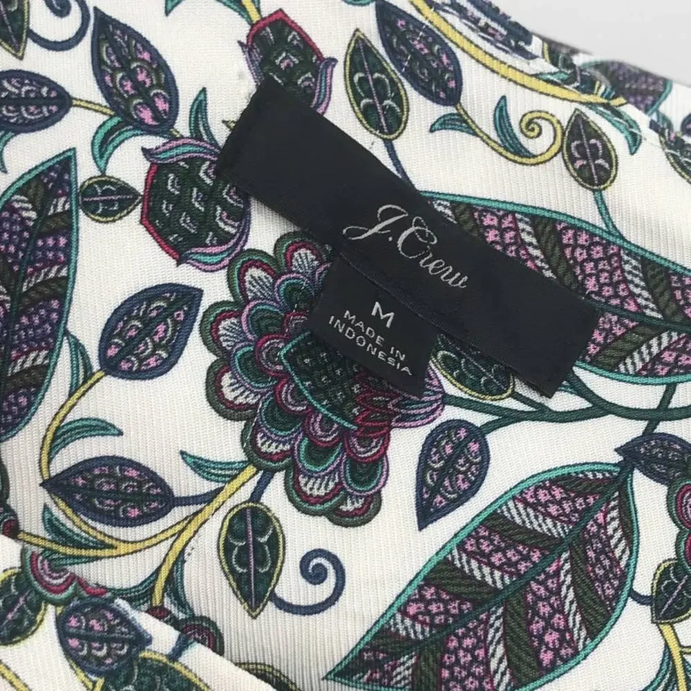 J. Crew Ivory Jungle Floral Drapey Boatneck Top